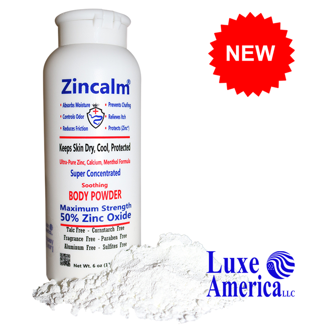Zincalm-Natural-Moisture-Absorbing-Body-Powder-by-Luxe-America-LLC Slick Collar Original Shirt Collar Support Device for Shirt Collar and Placket Stays by LuxeAvant Innovations Inc